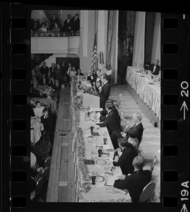 Presidential candidate Richard Nixon speaking at the Middlesex Club Lincoln Day Dinner