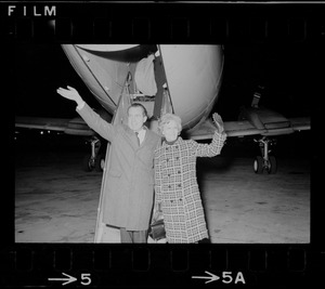 Former Vice President and Mrs. Richard Nixon arrive at Logan Airport