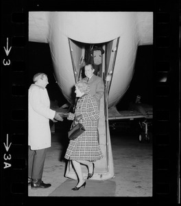 Former Vice President and Mrs. Richard Nixon arrive at Logan Airport