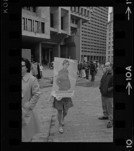 Demonstration for liberalization of Massachusetts abortion and birth control laws at Boston City Hall Plaza