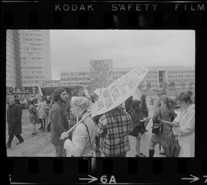 Demonstration for liberalization of Massachusetts abortion and birth control laws at Boston City Hall Plaza