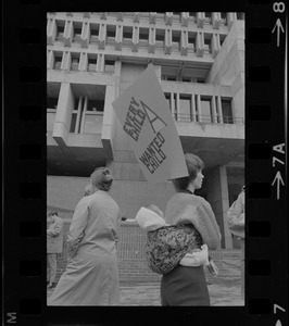 Demonstration for liberalization of Massachusetts abortion and birth control laws at Boston City Hall Plaza