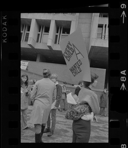 Demonstration for liberalization of Massachusetts abortion and birth control laws at Boston City Hall Plaza