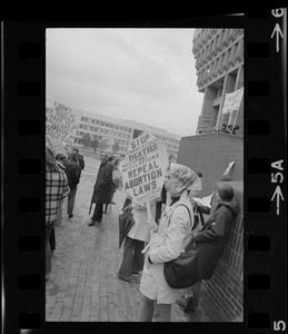 Demonstration for liberalization of Massachusetts abortion and birth control laws at Boston City Hall Plaza