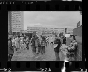 Demonstration for liberalization of Massachusetts abortion and birth control laws at Boston City Hall Plaza