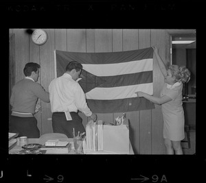 Puerto Rican demonstrators during sit-in at Action for Boston Community Development office