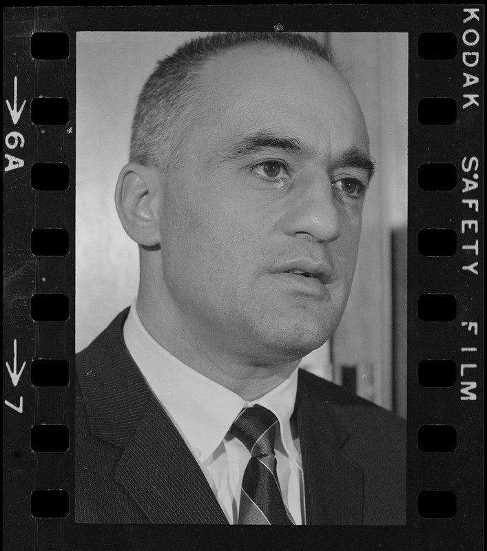 Francis X. Bellotti at a press conference concerning Atty. Gen. Edward W. Brooke's investigation into Bellotti's years as Lieutenant Governor