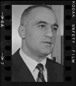 Francis X. Bellotti at a press conference concerning Atty. Gen. Edward W. Brooke's investigation into Bellotti's years as Lieutenant Governor