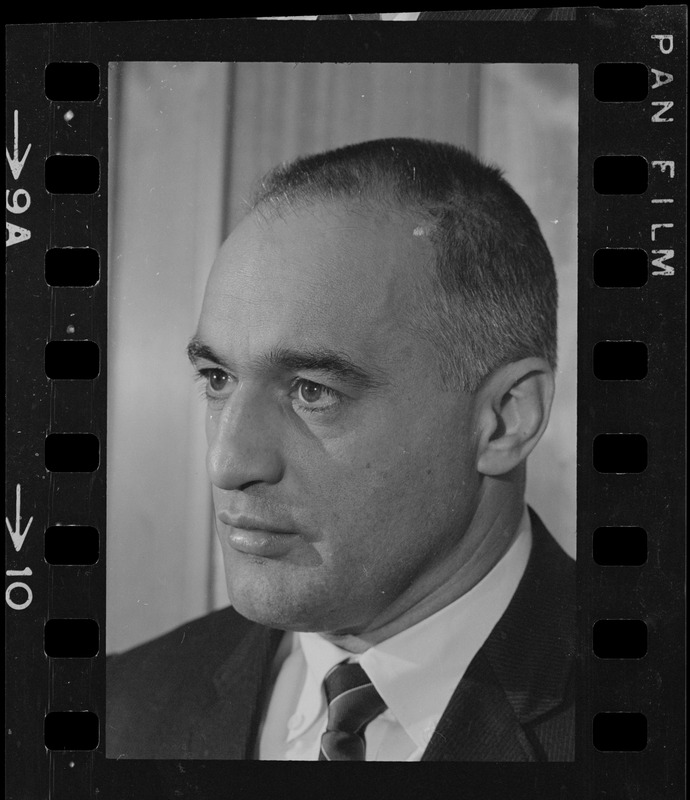 Francis X. Bellotti at a press conference concerning Atty. Gen. Edward W. Brooke's investigation into Bellotti's years as Lieutenant Governor