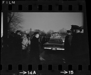 Crowd outside the location of a panel discussion with U.S. Ambassador to U.N. Arthur Goldberg