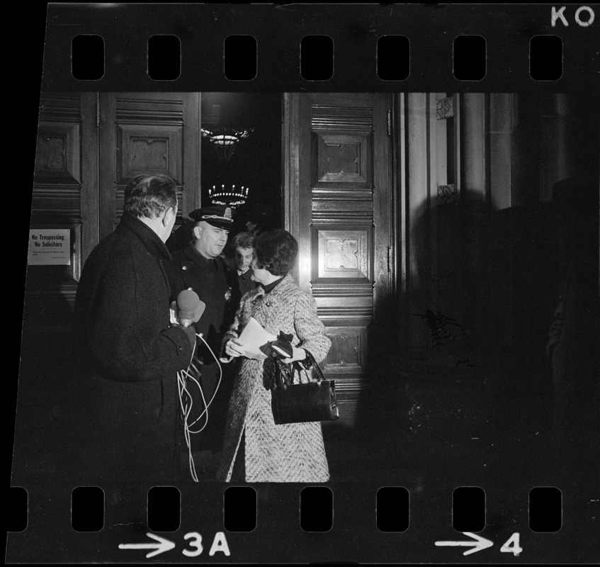 Dorothy Kurgans Goldberg at Memorial Hall where a panel discussion with her husband, U.S. Ambassador to U.N. Arthur Goldberg, took place