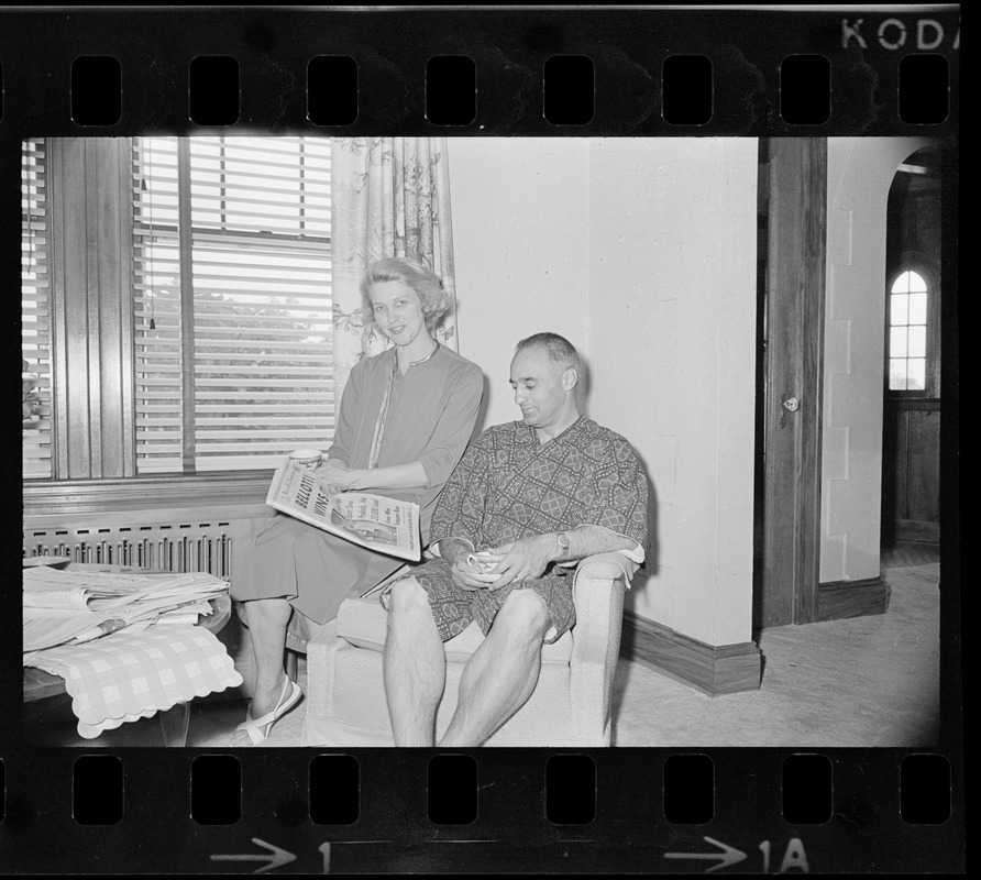 Francis X. Bellotti and wife morning after defeating Endicott Peabody in the Democratic primary race for Governor