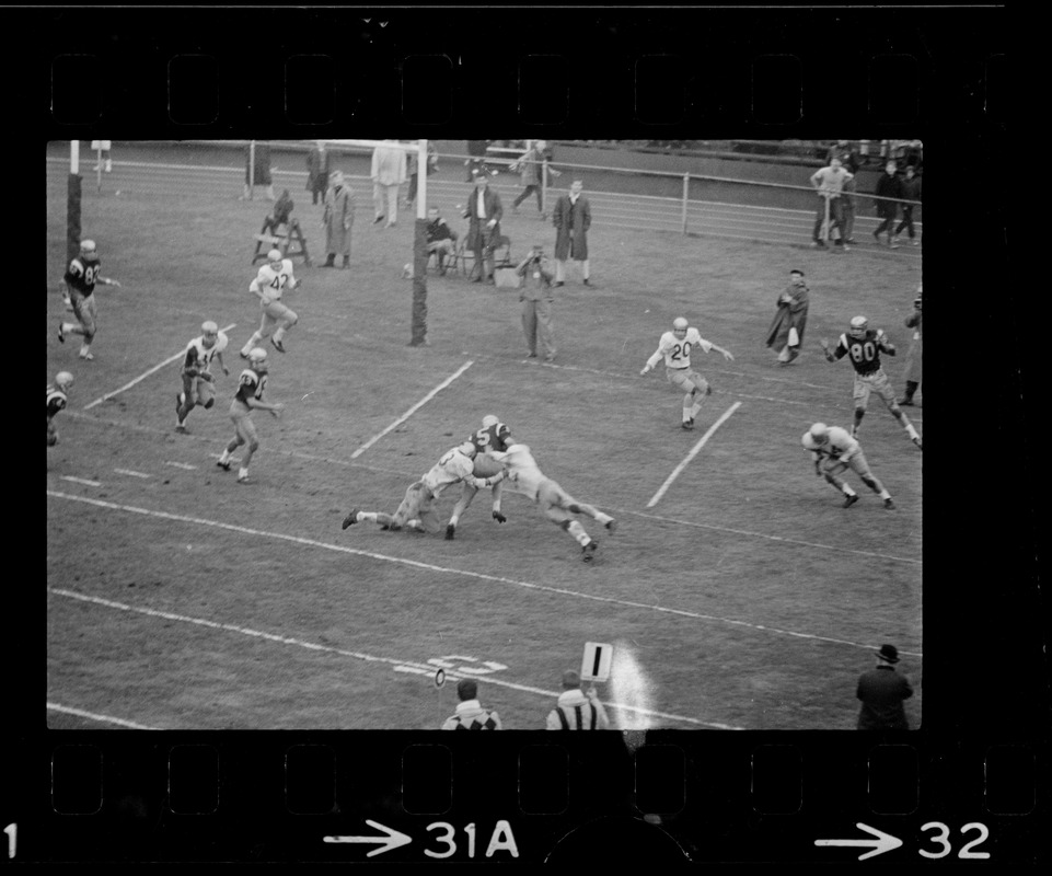 Football player getting tackled