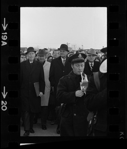 Billy Graham seen in procession for the 350th anniversary re-enactment of the landing of the Pilgrims in Plymouth