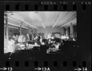 Office with many desks during Boston blackout