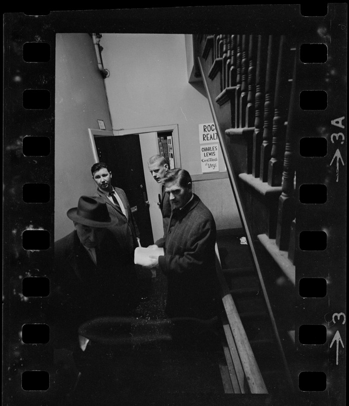 Men in stairwell during Boston blackout