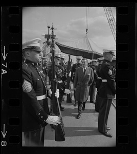 Rolf Pauls, ambassador from Germany, walking through naval officers at the transfer and commissioning of German missile destroyer