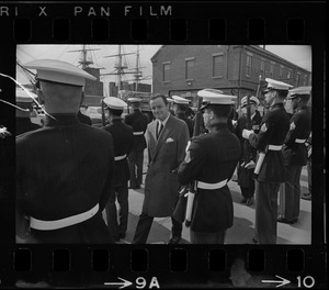 Rolf Pauls, ambassador from Germany, walking through naval officers at the transfer and commissioning of German missile destroyer