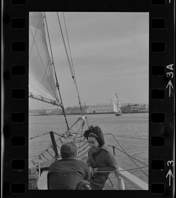 Framed Through The Rigging Of The Schooner, Spray, The Sailing Ship 