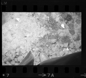 Shoes and icy ground following fire in the North End
