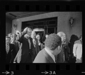 New York Mayor John Lindsay seen outside the Ritz Carlton Hotel, Boston