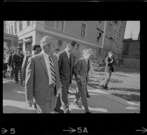 New Orleans Mayor Moon Landrieu, left, Wilmington Mayor Harry Haskell, center, and Boston Mayor Kevin White, right, take a tour of Boston's Back Bay neighborhood