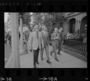 Seattle Mayor Wesley C. Uhlman, left, New Orleans Mayor Moon Landrieu, center, and Boston Mayor Kevin White, right, on tour of Boston's Back Bay neighborhood