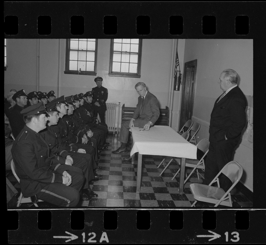 Mayor White meets with l l new police officers assigned to the Brighton Division