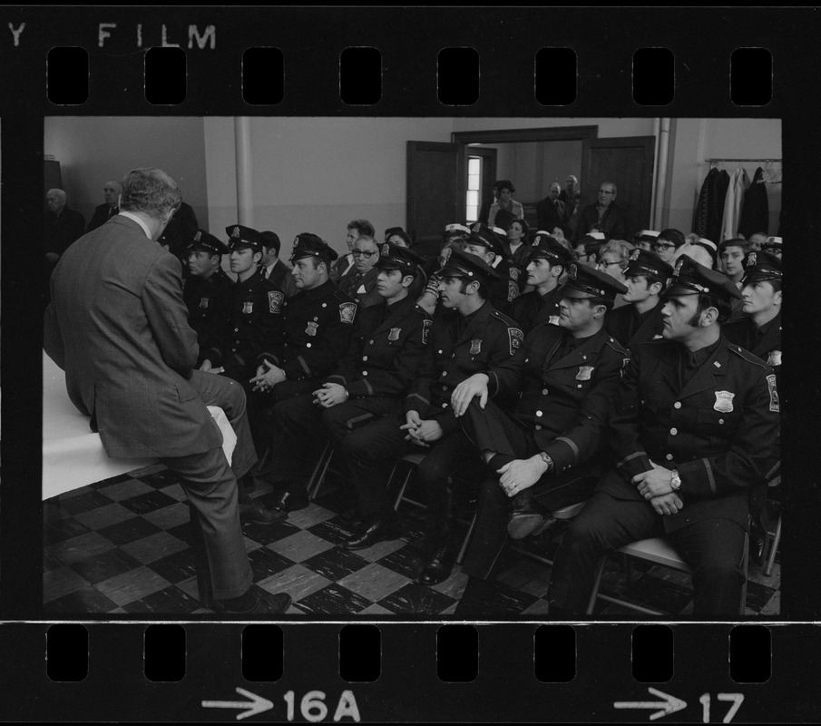 Mayor White meets with l l new police officers assigned to the Brighton Division