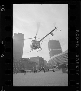 Police helicopter landing at City Hall Plaza