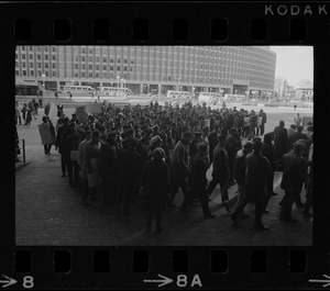 Members of the Boston Police Association picketing for equal pay for equal work outside of City Hall after White's inauguration