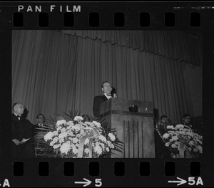 Somerville mayor, S. Lester Ralph, speaking on stage during the inauguration ceremony