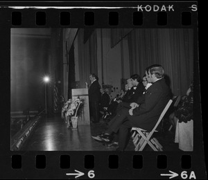 Somerville mayor, S. Lester Ralph, speaking on stage during the inauguration ceremony