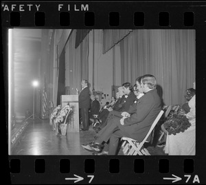 Somerville mayor, S. Lester Ralph, speaking on stage during the inauguration ceremony