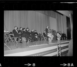 Somerville mayor, S. Lester Ralph, speaking on stage during the inauguration ceremony