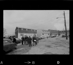 Group of men, including Boston Mayor Kevin White, touring the Stony Brook neighborhood