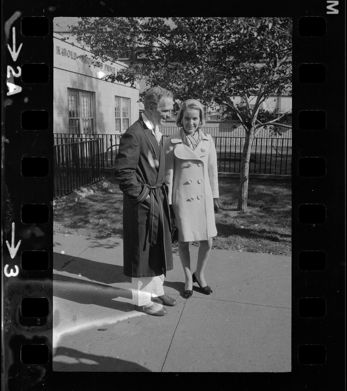 Boston Mayor Kevin White, who underwent surgery last Wednesday night for a bleeding ulcer, is all smiles as he takes a brief walk with his wife, Kathryn, in the garden of Mass. General Hospital