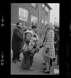 Kathryn White campaigns for her husband, Boston Mayor Kevin White, while he is hospitalized with a bleeding ulcer