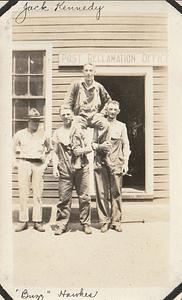 U.S. Marines Jack Kennedy, "Friedman, Buzz & Hawkes" in front of Post Reclamation Office, Marine base Quantico, VA