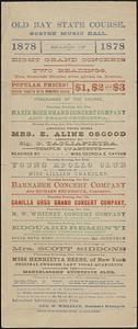 Old Bay State course, Boston Music Hall, season of 1878, eight grand concerts and two readings