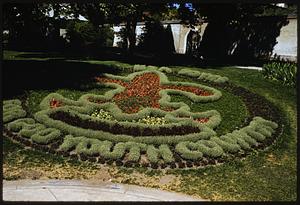 Boy Scout logo in flowers and grass, Salt Lake City, Utah