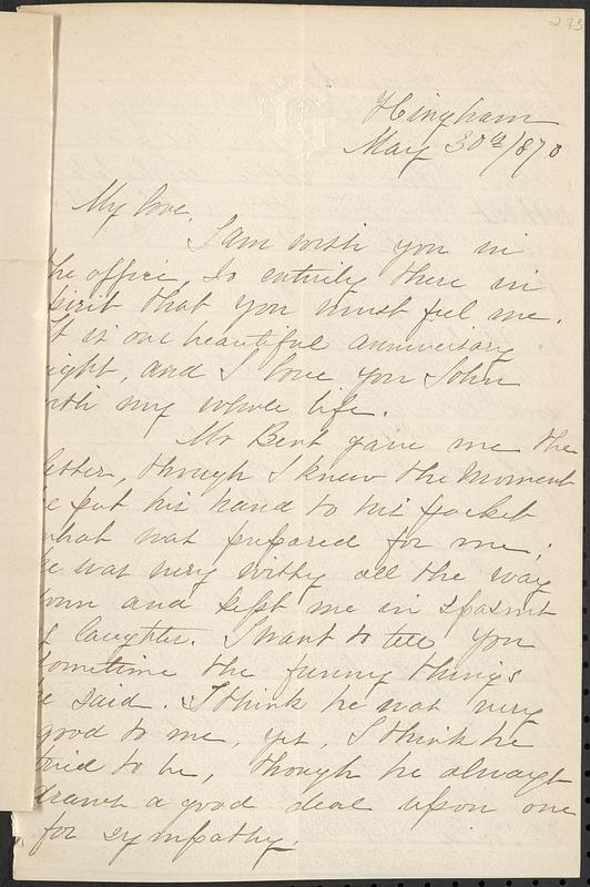 Letter from Mary W. Glover to John D. Long, May 30, 1870 - Digital ...