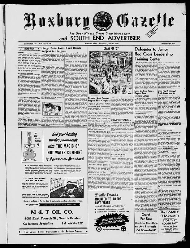 Roxbury Gazette And South End Advertiser, June 13, 1957 - Digital ...