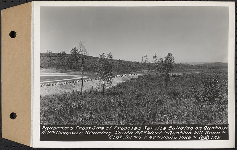 Contract No. 82, Constructing Quabbin Hill Road, Ware, panorama from site of proposed service building on Quabbin Hill, compass bearing south 85 degrees west, Ware, Mass., Jun. 7, 1940