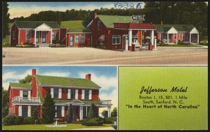 Jefferson Motel, Routes 1, 15, 501, 1 mile south, Sanford, N. C., "In the heart of North Carolina"