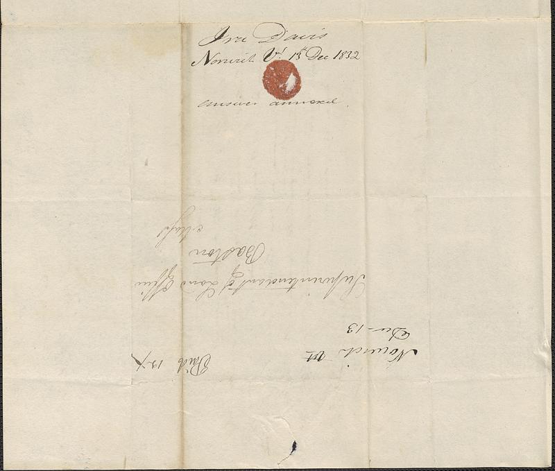 Ira Davis to the Land Office, 13 December 1832 - Digital Commonwealth