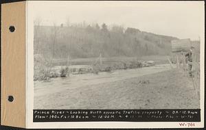 Prince River, looking north opposite Trefilio property, drainage area = 12.9 square miles, flow = 140 cubic feet per second = 10.8 cubic feet per second per square mile, Worcester County, Mass., 12:00 PM, Apr. 13, 1934