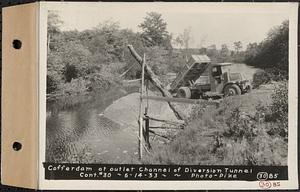 Contract No. 30, Stream Control Works at Main Dam, Swift River Reservoir, Belchertown, Enfield, Ware, cofferdam at outlet channel of diversion tunnel, Belchertown, Mass., Jun. 14, 1933