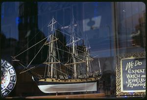 Window display of a model ship