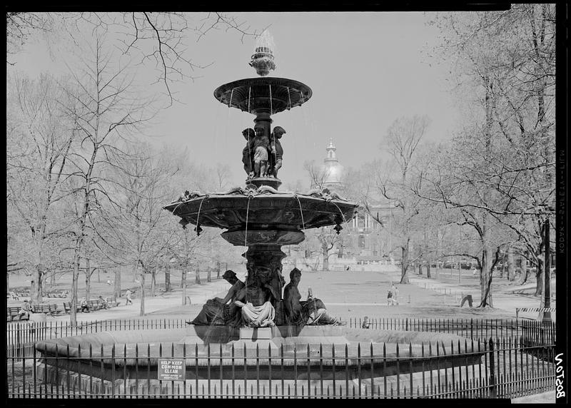 State capitol with fountain in foreground, Boston